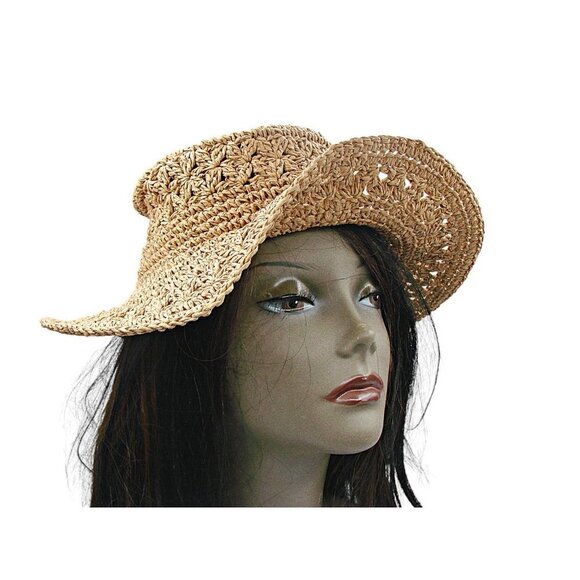 A New Day Womens Natural Color Tan Chateau Panama Wide Floppy Brim Sun Beach Hat - Picture 6 of 12